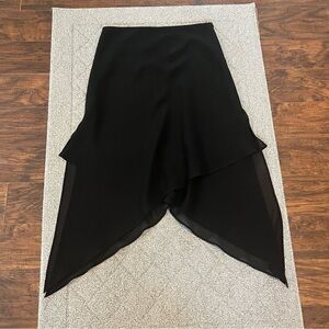 JS Boutique Skirt Womens 12 Black Chiffon Layered Maxi A-Line Side Zipper